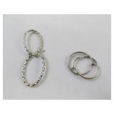 Sterling Silver 2 Pairs Hoop Earrings