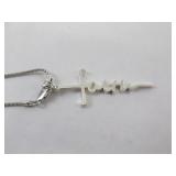 Sterling Silver Chain Necklace w/ Faith Pendant