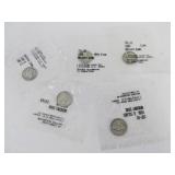 5 Silver Mercury Dimes