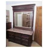 Gothic Victorian Marble top Dresser