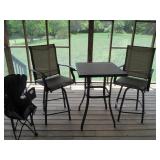 High Top Patio Table and 2 Chairs (+ Camp Chair)