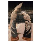 Carved Bull Horns Depicting Birds
