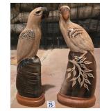 Carved Bull Horns Depicting Parrots