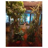 Pair of Brass Panters with Artificial Foliage