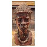 African Bust Wood Sculpture