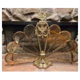 Brass Peacock Fire Screen