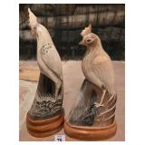 Carved Bull Horns Depicting Parakeets