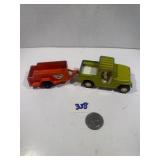 Jeep pulling a U-Haul Trailer, Tootsie Toy