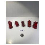 Five Assorted Tootsie Toy Fire Trucks