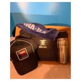 NRA hats, water cup, towel