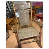Pressed back oak rocker