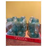 6 half gallon green Ball jars