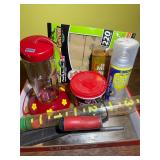 Sandpaper, bird feeder, rain gage