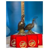 Ceramic wild turkeys, 4 ornaments