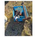 Ice tongues, shoe lathe, misc