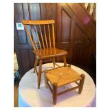 Plank Bottom Chair, Rush Woven Stool