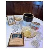 Crock, Depression Bowl, Glass dogs, misc