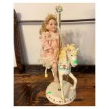 Ceramic Carousel Horse with Doll