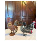 2 Solar Roosters, 1 metal