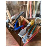 Hammers, wood box, chisel