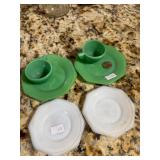 Green Jadite & White Children Saucers