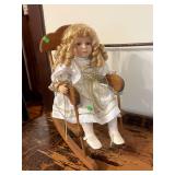 Ceramic Doll in Doll Rocker