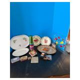 Sewing trays, plates, metal cups, ect