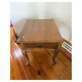 Oak Queen Anne Style Side Table, 1 drawer
