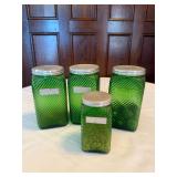 Green Art Deco Canisters