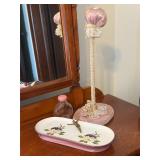 Plate, perfume bottle, hat stand