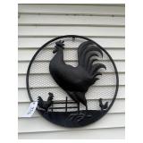 Metal welcome sign, chicken decor