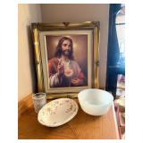 Picture of Jesus (16 x 19), 2 Bowls, Candleholder
