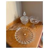 Cake Plate, 2 candy Dishes, Serving Boat
