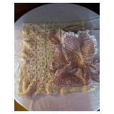 Crocheted Square Table Topper, Pink Apron