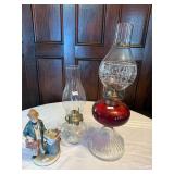 Two Oil Lamps and a Figurine