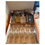 Etched Glasses, Decanters, Reading Glasses/Cases