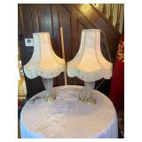 Pair of Clear-Based Lamps with Shades