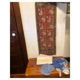 Childs Hat, Bonnets, Table Runner, misc