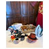 Rooster with Basket, Dishes, Plates