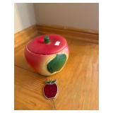Apple shaped Jar with Lid, Strawberry