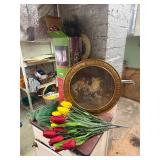 Lighted Christmas Plate, Tree, Tulips, Frog