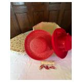 2 Red Hats and 1 hat box