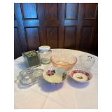 Pink Bowl, assorted Porcelain and Glass