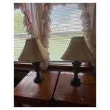 Pair Marble Lamps with Shades