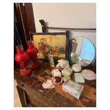 Mirror, Tray, Red Lamps, misc