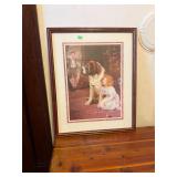 Framed Girl-Dog print 21 1/2" x 17 1/2"