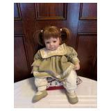 Ceramic Doll - Pigtails, Green Dress