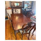 Cherry dining table with inlaid top & 1 leaf