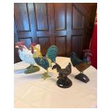 4 Rooster Figurines