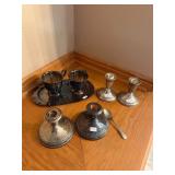 Weighted Sterling Candle, Silver Plate Creamer